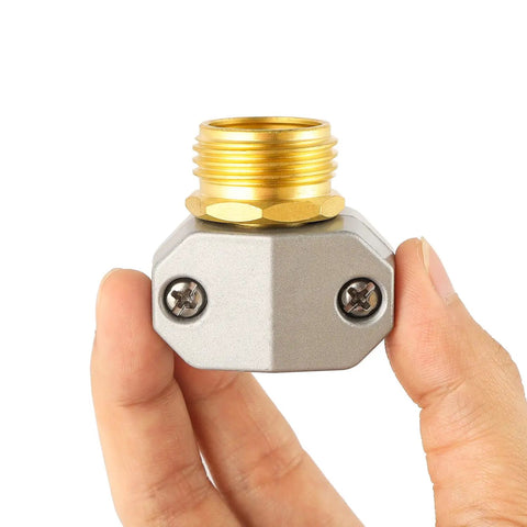 2 Pack Brass Garden Hose Repair Kit With Three Quarter Inch And Five Eighth Inch Fit Male Hose End Connectors Easy To Install Hose Mender Replacement Kit