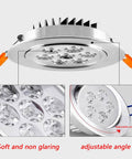 3W Recessed LED Downlight, Aluminum, 8.5cm, White Light, Frosted Silver with adjustable angle and soft non-glaring light.