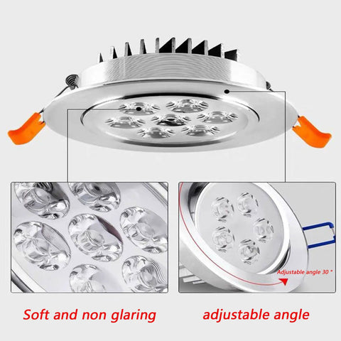 3W Recessed LED Downlight, Aluminum, 8.5cm, White Light, Frosted Silver with adjustable angle and soft non-glaring light.