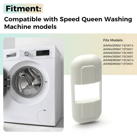 No Sweat Washer Lid Lock Bezel Replacement For Speed Queen Machines Fits 203643 AP6339802 PS1359783 next to washing machine.