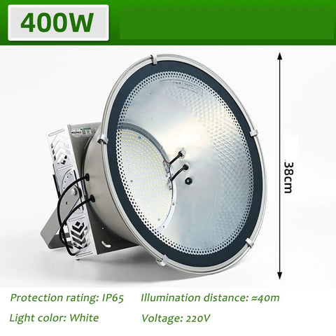 400W LED Construction Site Light, 6000K White Light Outdoor Flood Light with silver reflective bowl and IP65 rating.