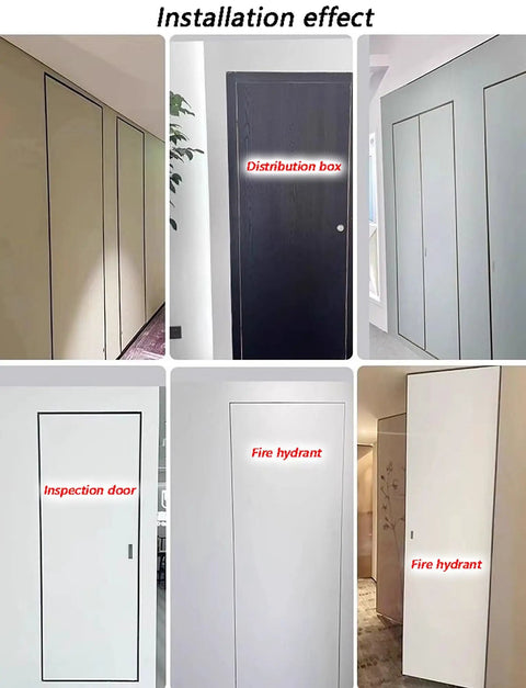Installation effect of Heavy Duty Fire Rated Hidden Access Door With Paintable Gypsum Panel And Aluminum Frame for wall inspections.
