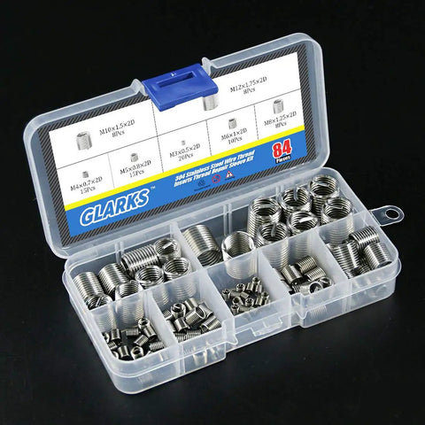 Stainless Steel Thread Inserts Kit 84 Pcs Set For Thread Repair M3 To M12 7 Sizes Helicoil Type Coiled Wire Sleeves 304 Stainless Steel