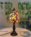 Colorful Cobblestone Tiffany Style Stained Glass Table Lamp With Six Inch Shade, Handcrafted Copper Foil, 15 Inch Tall