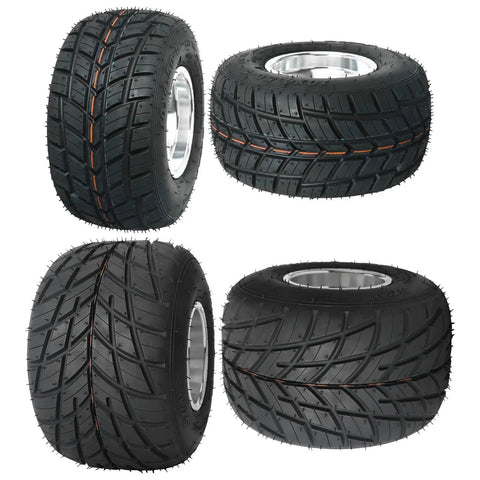 Five inch wheels and tires from 32 Inch Go Kart Rear Axle Kit With Steering Parts And 72V 3000W Electric Motor Kit, set of four.