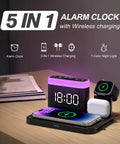 Must Have All In One MagSafe Wireless Charging Station With Alarm Clock And Night Light Five In One Dock For iPhone, Apple Watch, AirPods