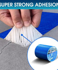 Close-up of Built Tough Blue Waterproof Duct Tape For Pool Cover Repair peeling to show fibers, ideal for outdoor repairs.