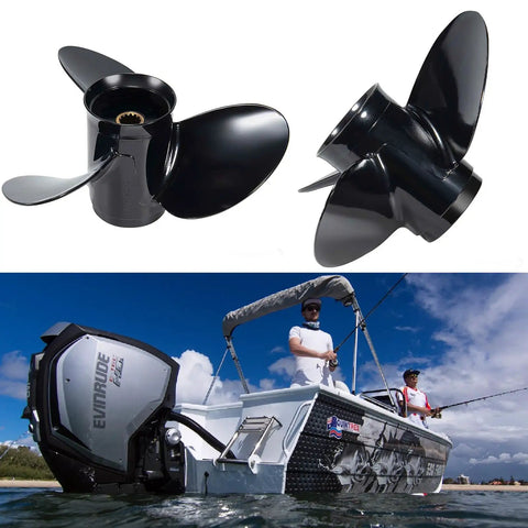 Aluminum Boat Propeller 12 1/4 Inch Diameter 15 Inch Pitch Right Hand Rotation 13 Spline Fits BRP Johnson Evinrude OMC
