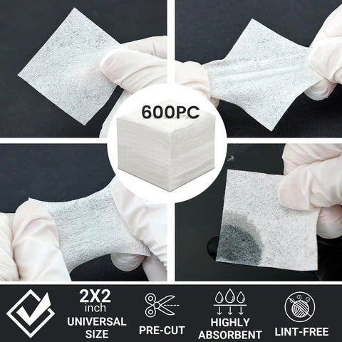 Must Have Gun Cleaning Kit With 1200 Pieces, 600 Lint Free Patches And 600 Pointed Swabs, showing 2-inch square lint-free patches