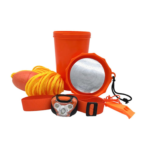 Orange Nautical Safety Kit For Paddle Sports And Boating No Brainer Gear With Waterproof Headlamp Six Lighting Modes IPX5 Rating Floating Rope