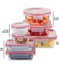 Freshlock 14 Piece Glass Food Storage Containers Set With Airtight Locking Lids BPA Free Leakproof Microwave Safe Freezer Safe shown stacked