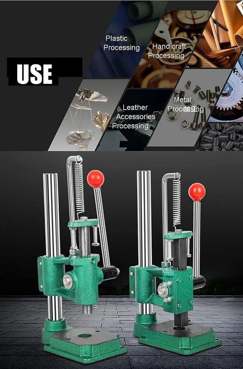 Versatile Desktop Manual Arbor Press Machine For Leather Punching Wood Shaping And Aluminum Forming With Chuck Kit For Crimping Riveting And Metal Engraving Smooth Hand Crank Operation Lets You Knock Out Any Shop Task Fast