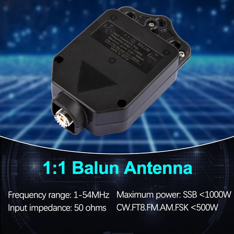 Black One To One Balun Antenna For Dipole With 1000W Power, frequency range 1-54MHz, waterproof, outdoor ham radio use