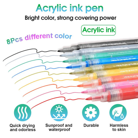 8 colorful acrylic ink pens for 9 Piece Golf Club Paint Pens And Markers For Filling In Customizing And Renovating Your Clubs And DIY Golf Balls