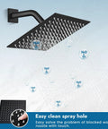 Shower Faucet Set With Rainfall Head And No Fuss Handle Valve Modern Wall Mount 8 Inch Matte Black Shower System spray hole