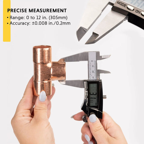 Eight Inch Digital Caliper With Extra Large LCD Display, 0 To 8 Inch Range, Three Mode Readout For Decimal Inches, Fractional Inches, And Millimeters, Stainless Steel Ruler, Auto Power Off, Heavy Duty Tool Pro Grade