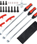 15 Inch Tire Spoon Kit For Motorcycle ATV Bike Mower Tractor With Rim Protectors Valve Tool Cores Caps Stems And Storage Bag
