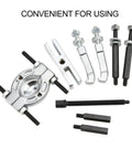 9 Piece Bearing Puller Set Handy Mini Bearing Separator And Splitter Portable Heavy Duty Metal Kit components laid out