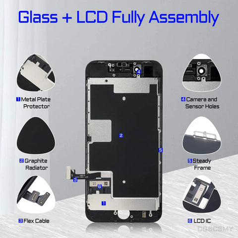 iPhone 8 And SE 2020 4.7 Inch LCD Screen Replacement Full Assembly Digitizer With 3D Touch Black Front Panel Fix Kit in parts view