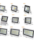 JUDYSSY Floodlight,Led Outdoor Light Ip65 Waterproof in sizes 20W to 500W showing multiple floodlight designs and dimensions.