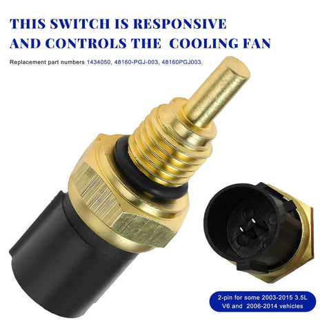 Zero Hassle Engine Coolant Temperature Sensor And Oil Temp Sender Replacement, brass and plastic, 2-pin design for 2003-2015 models.