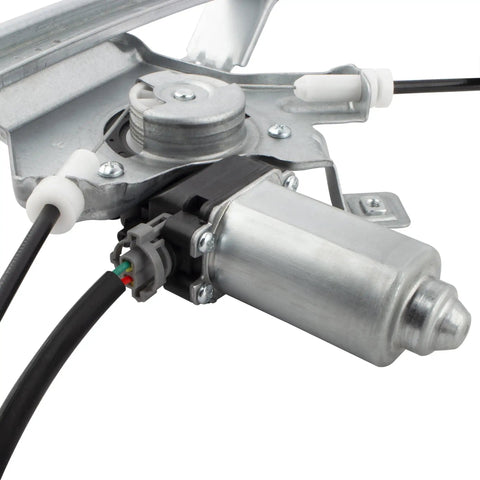 Close-up of a Rear Passenger Side Power Window Regulator With Motor Replacement For Ford F150 2004 2008 Crew Cab And Lincoln Mark LT 2006 2008. Fits OEM 741969 4L3Z1627000AA 6L3Z1627000AA.