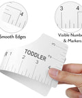 Close-up of toddler size from T Shirt Alignment Ruler Kit For Vinyl Designs 4 Piece PVC Ruler Set showing smooth edges and markers.