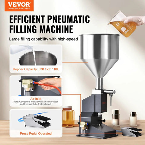 No Sweat Step On Pedal Pneumatic Liquid Filler And Bottle Filling Station With Tough Stainless Steel Build For Quick 5 To 50 Ml Beverages Cosmetics And Thick Fluid Pouring