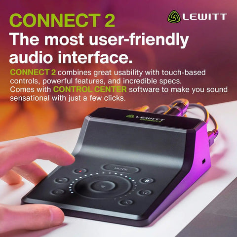 Connect 2 USB Audio Interface With Clear Warm And Vivid Preamp Tones And A Touch Based Interface For Pristine Studio Sound displayed.