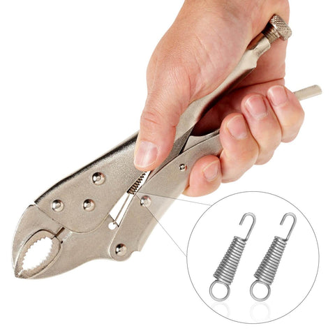 Hand using vise with Thirty Piece 4008 Vise Replacement Springs Made From Carbon Steel For Vise Clamps And Locking Tools Compatible With 10R 10WR