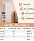36 By 80 Inch Sliding Pocket Door With Track Hardware And Frame Kit White Paintable Door Slab Satin Nickel Privacy Latch