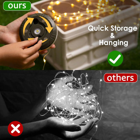 Comparison of 2 Pack Camping String Lights 4 In 1 Camp Light With 8 Modes And 32.8 Feet Hanging Tent Lights vs tangled competitor