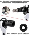 Close-up of Torx T55 and E20 sockets from Beast Of A 71-Piece Hex And Torx Socket Set, attached to a ratchet tool.