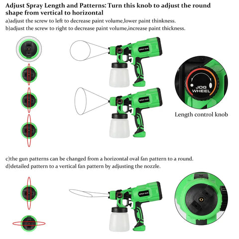 Electric Paint Sprayer For Walls Ceilings And Fences With 800ml Cup 3 Spray Patterns Horizontal Vertical Circular DIY Fence Sprayer with adjustable nozzle and length control knob