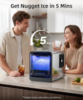 Countertop Nugget Ice Maker Serving Up 35 Pounds Daily In Five Flat For Silky Chewable Pebble Ice, fast ice in 5 minutes.