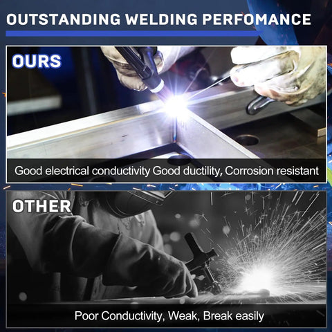 Comparison showing Flexible 13 Foot Air Cooled TIG Welding Torch With WP17FV Head vs competitor's torch performance.