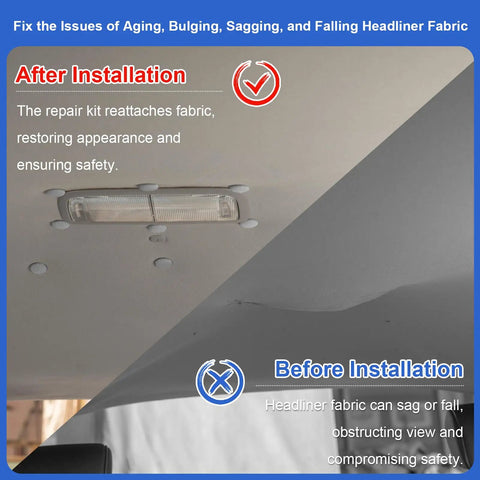 Universal Car Headliner Repair Kit With Durable Ceiling Rivets For Sagging Interior, Easy Do It Yourself Install, Fits Most Cars, Premium Snap Pins For Quick Fixes, Great For DIY Enthusiasts, Grey