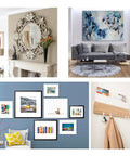 Interior display of a mirror, wall art, and a coat hanger showcasing Heavy Duty 4 Inch French Cleat Picture Hangers Hardware Kit.