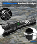Beast Bright 980,000 Lumen Rechargeable LED Flashlight XHP1602 showing IP67 waterproof feature in water
