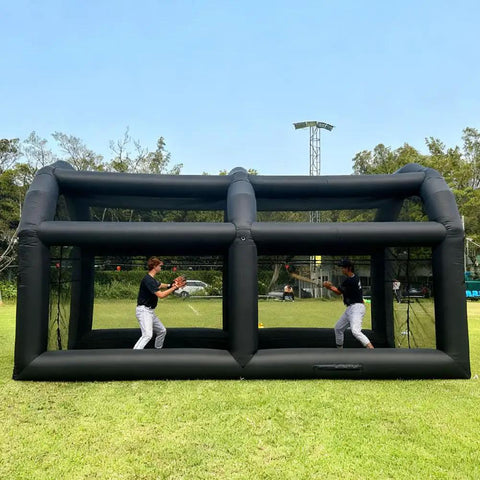 Inflatable Baseball Hitting Cage With Blower For Backyard Practice, Portable Batting And Pitching Tent, 20Ft L x 10Ft W x 10.5Ft H, Black