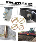 10 Piece Spring Loaded Lynch Pin Set for Zero Turn Mowers and Tractors, Must Have Trailer Hitch Lock Pins, Heavy Duty Zinc Plated Steel Quick Pins Kit for Cars, Trucks, Garden Tractors and More, wide application collage