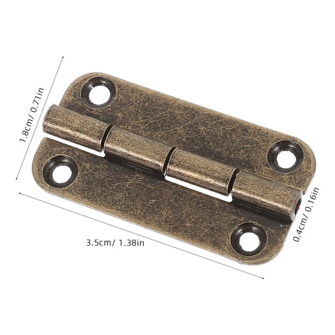 Antique Bronze Iron Folding Cabinet Hinges 1.5 Inch, 12 Pack, Four Hole Structure With Rounded Corner, close-up view