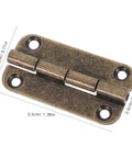 Antique Bronze Small Hinges for Wooden Boxes and Jewelry Cabinets 1.38x0.71 Inch Iron Hinges With Rounded Corners Four Hole Mount