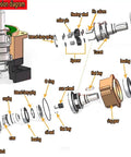 PLG single-stage explosion diagram showcasing components for Rock Solid Helical Gear Reducer Box For Nema 17 And 23 Stepper Motors.