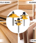 Three Piece One Quarter Inch Shank Router Bit Set for Raised Panel Cabinet Doors and Window Frames, cemented carbide for wood cutting.