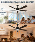 42 Inch Reversible Ceiling Fan With Integrated Light And Wireless Remote Providing Six Hella Quiet Speeds And Kickin Cooling Airflow For Your Ultimate Room Refresh in summer and winter use.