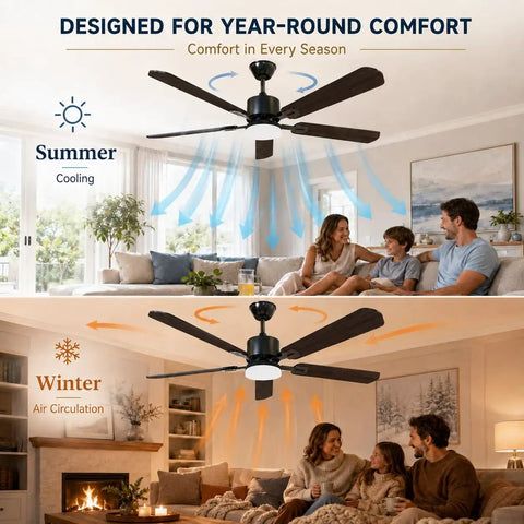 42 Inch Reversible Ceiling Fan With Integrated Light And Wireless Remote Providing Six Hella Quiet Speeds And Kickin Cooling Airflow For Your Ultimate Room Refresh in summer and winter use.