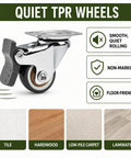 Top Notch 1 Inch Swivel Caster Wheels Set Of 4 Featuring Rock Solid Brake Locks for couches, tables, and planters. TPR wheel design.