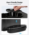 Countertop Water Dispenser With Three Temperature Settings showing removable jug seat and drip tray for easy cleaning.