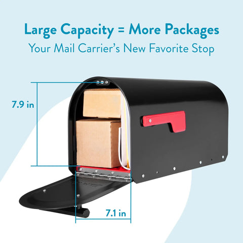 Sequoia Post Mount Mailbox Large Outdoor Steel Box Heavy Duty Galvanized Construction With Rust Resistant Black Powder Coat Weatherproof Home Or Farm Mailbox Built Like A Tank For All Weather